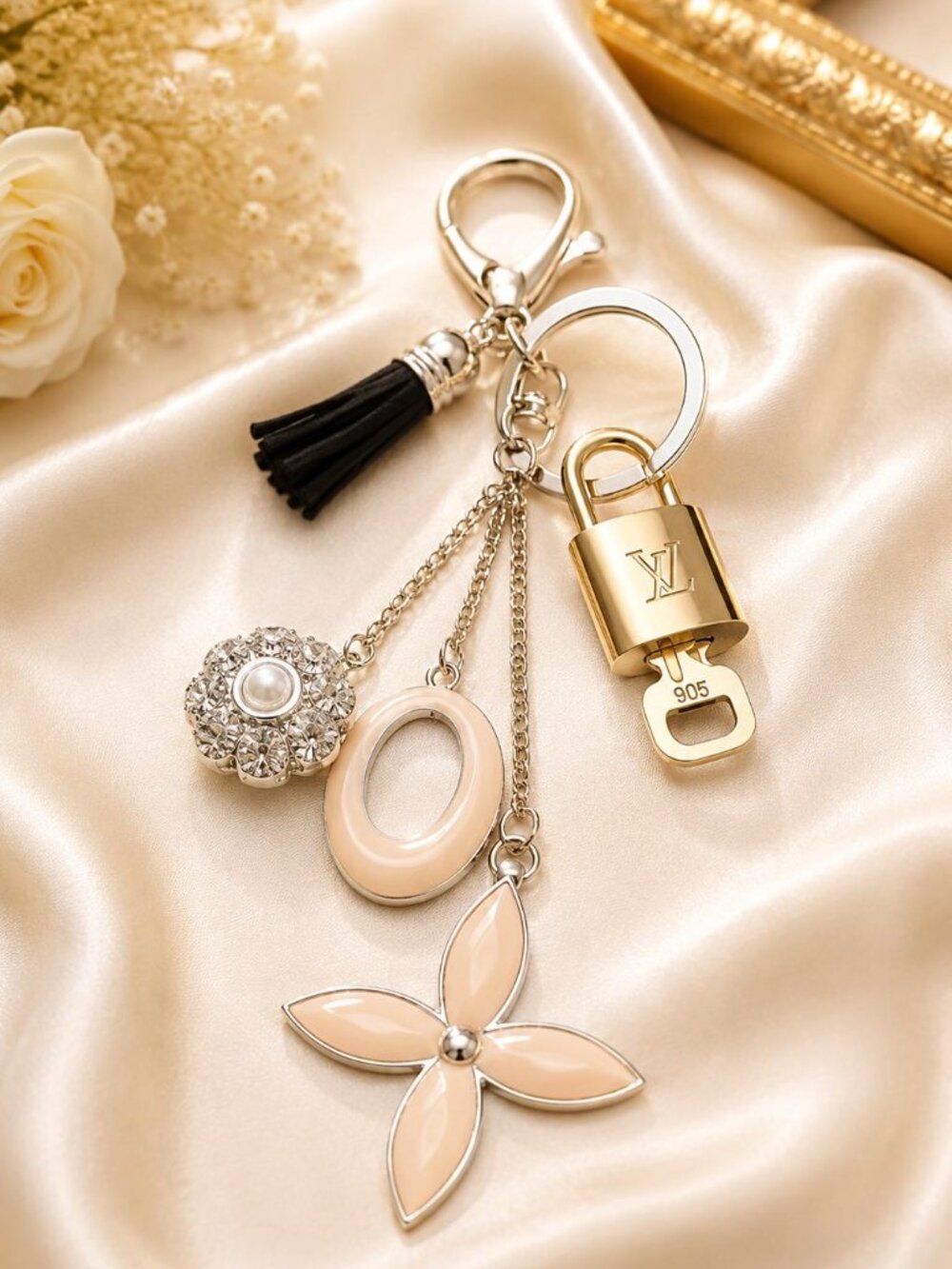 Louis Vuitton Authentic Gold Lock 🔒 Unbranded Flower Keychain Charm for Bags